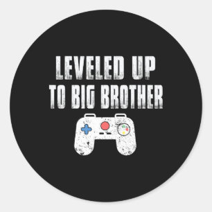 Levelled Up To Big Brother Video Game Shirt For Bo Classic Round Sticker