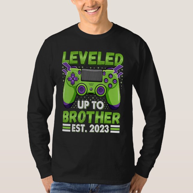 Levelled Up To Brother 2023 Promoted To Big Bro 20 T-Shirt (Front)