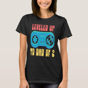 Levelled Up To Dad of 2  Gaming Dad Gamer Fathers  T-Shirt