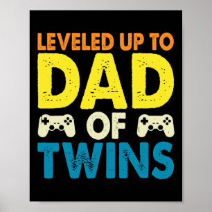Levelled Up To Dad Of Twins Fathers Day Poster