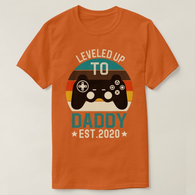 Levelled Up to Daddy Est 2020 T-Shirt (Design Front)