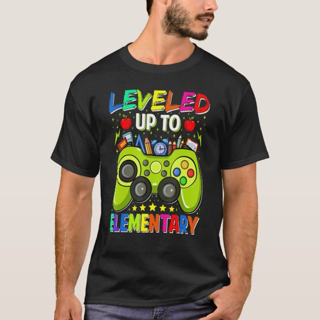 Levelled Up To Elementary Gamer Back To School Fir T-Shirt (Front)