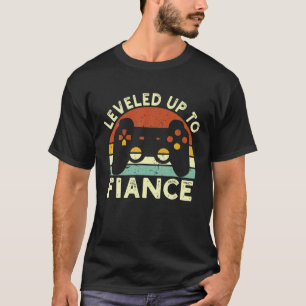 Levelled Up To Fiance Newly Engaged Couple Gamer G T-Shirt