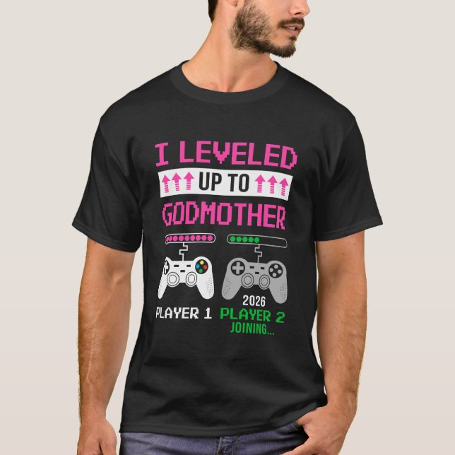 Levelled Up To Godmother 2026 Funny Video Game Soo T-Shirt (Front)