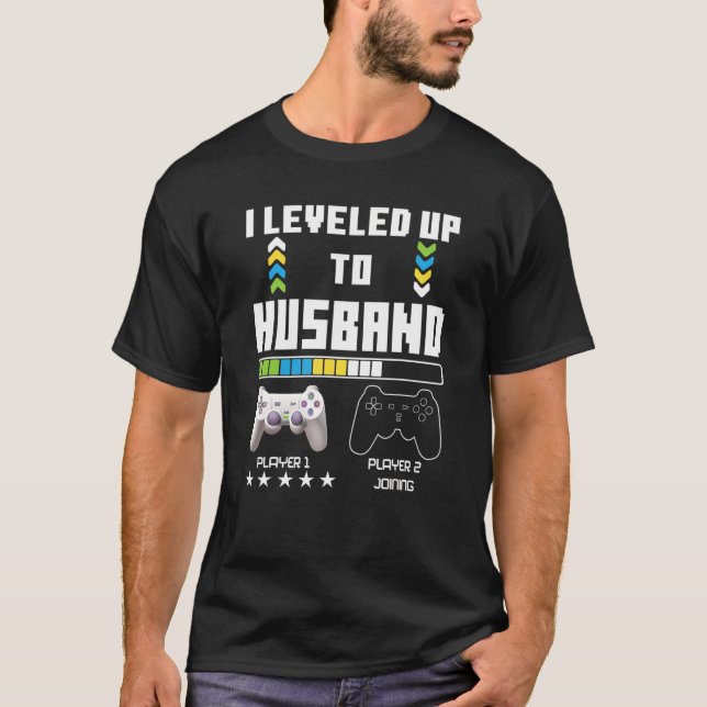 Levelled Up To Husband Gaming Controller Couple Ga T-Shirt (Front)