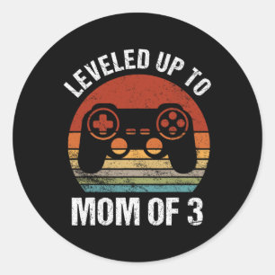 Levelled Up To Mum Of 3 Gamer Mum Mothers Day Mumm Classic Round Sticker
