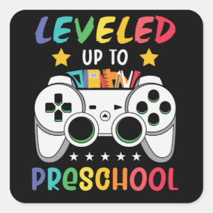 Levelled Up To Preschool Back to School Video Game Square Sticker