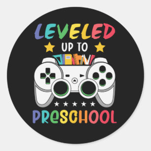 Levelled Up To Preschool Video Game School Gift Classic Round Sticker