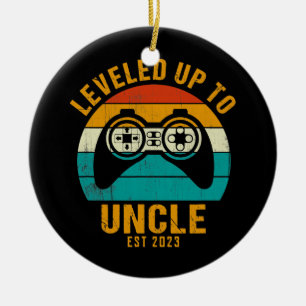 Levelled Up To Uncle 2023 Funny Soon To Be Uncle Ceramic Tree Decoration