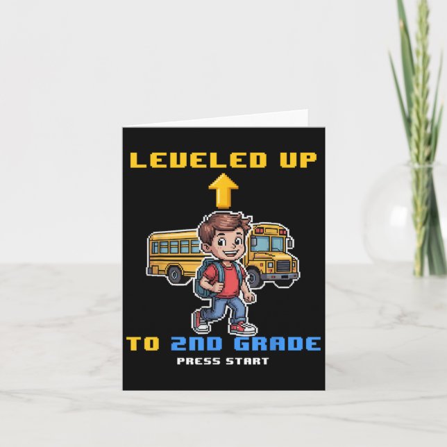 Levelling Up 2nd Grade Back To School Funny Gamer  Card (Front)