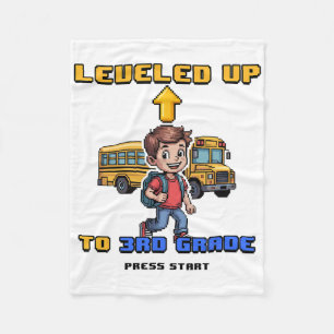 Levelling Up 3rd Grade Ck To School Funny Gamer Bo Fleece Blanket