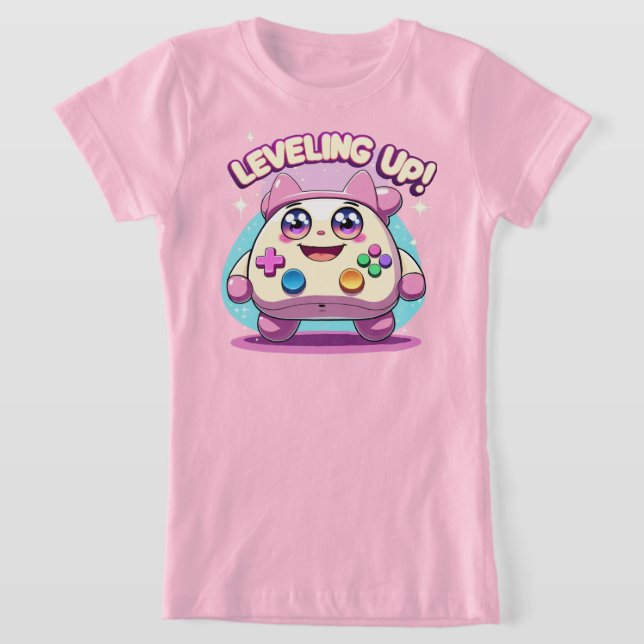 Levelling Up! Cute Gaming Controller Kawaii Tee (Laydown)