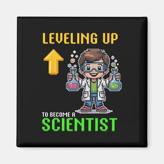 Levelling Up Scientist Ck To School Funny Gamer Bo Magnet (Front)
