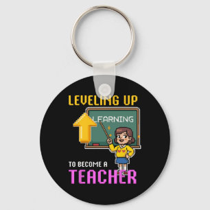 Levelling Up Teacher Ck To School Funny Gamer Girl Key Ring