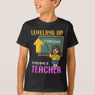Levelling Up Teacher Ck To School Funny Gamer Girl T-Shirt