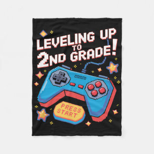 Levelling Up To 2nd Grade Gamer 8 Bit Pixelated Pi Fleece Blanket