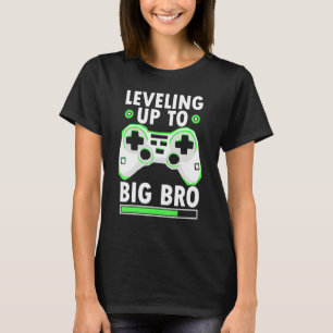 Levelling Up To Big Bro Game Baby Shower Sibling H T-Shirt