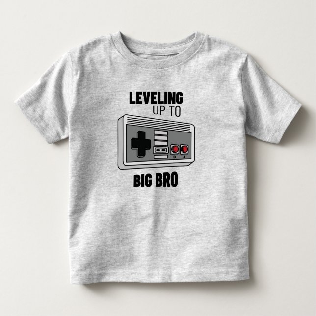 Levelling Up To Big Bro Gamer Toddler T-Shirt (Front)