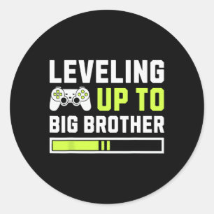Levelling Up To Big Brother - Funny Gamer For Men  Classic Round Sticker