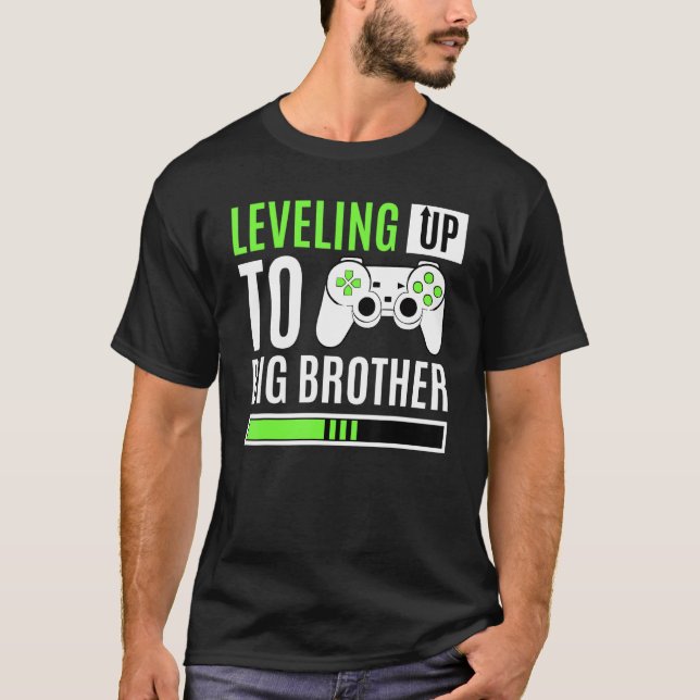 Levelling Up To Big Brother Gaming Baby Gender Ann T-Shirt (Front)