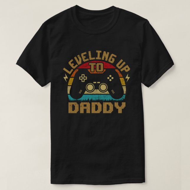 Levelling Up To Daddy Gamer Gaming Promoted To Dad T-Shirt (Design Front)