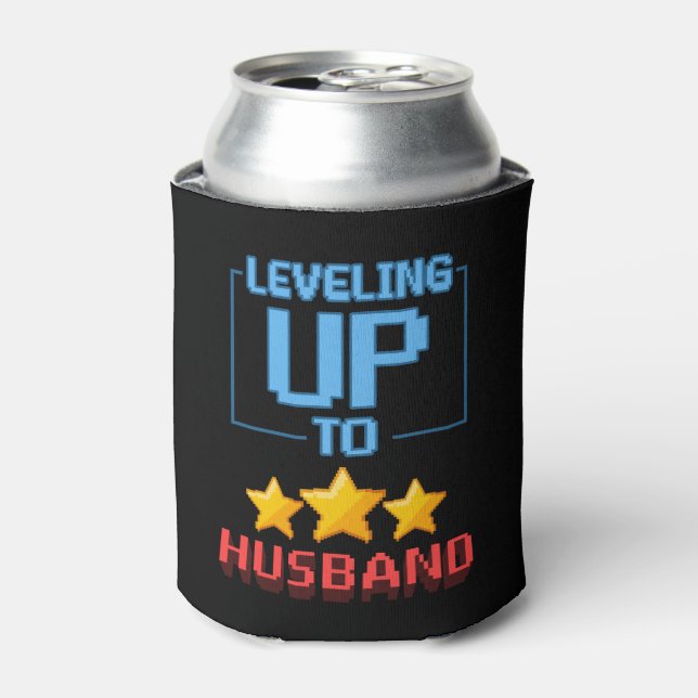Levelling Up To Husband Funny Groom To Be Bachelor Can Cooler (Can Front)