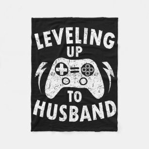 Levelling Up To Husbynd Engagement Wedding Groom V Fleece Blanket