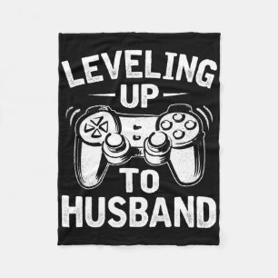 Levelling Up To Husbynd Mens Groom Bychelor Party Fleece Blanket