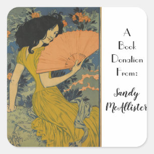 L'eventail (The Fan) by Eugene Grasset Square Sticker