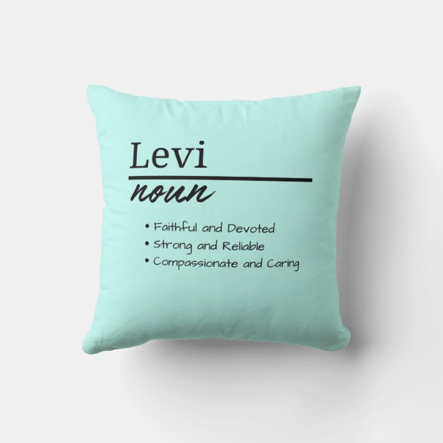 Levi, Boy Personalised Name Definition Cushion (Back)