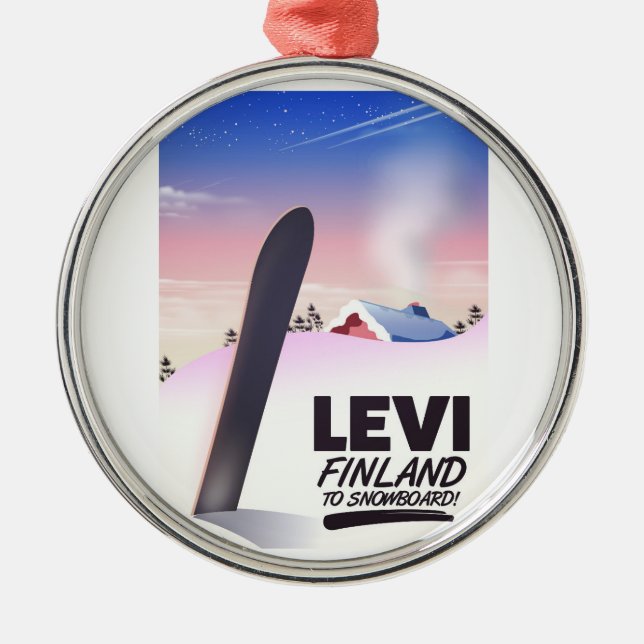 Levi Finland Snowboarding travel poster Metal Tree Decoration (Front)