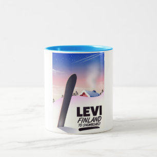Levi Finland Snowboarding travel poster Two-Tone Coffee Mug