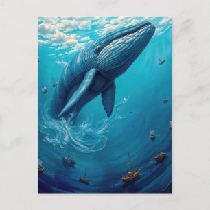 Leviathan’s Flight to Freedom – Surreal Whale Art Postcard