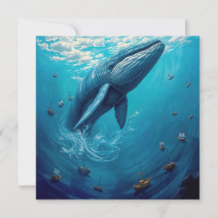 Leviathan’s Flight to Freedom – Surreal Whale Art Thank You Card