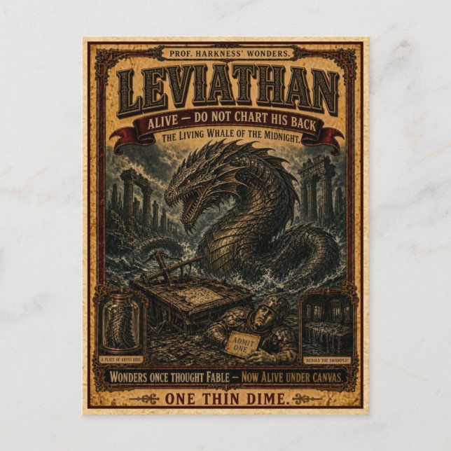 Leviathan, Vintage Circus Monster Postcard (Front)