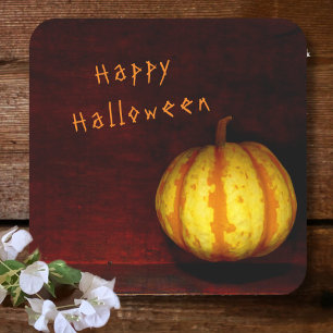 Levitate Pumpkin - Still Life Square Paper Coaster