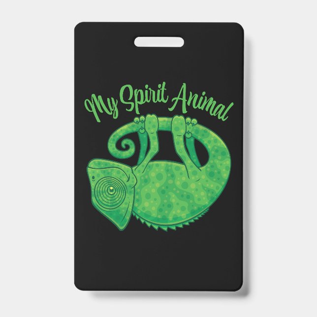 Levitating Lizard Chameleon Spirit Animal ID Badge (Front)