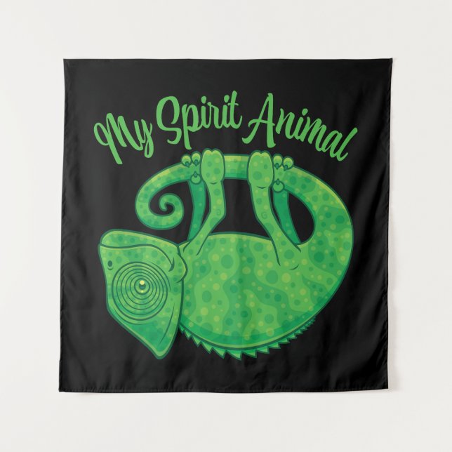 Levitating Lizard Chameleon Spirit Animal Tapestry (Front)