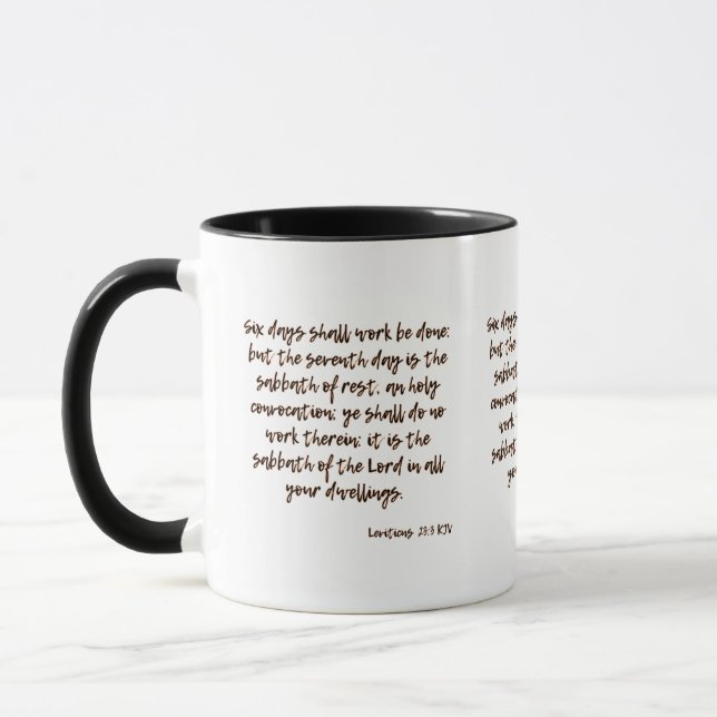 Leviticus 23:3 KJV Bible Verse Two-Tone Mug (Left)