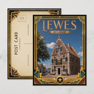 Lewes Delaware Vintage Art Deco Golden Age Postcard
