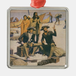Lewis and Clark at the Columbia River Metal Tree Decoration