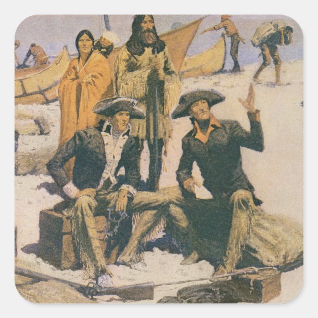 Lewis and Clark at the Columbia River Square Sticker (Front)