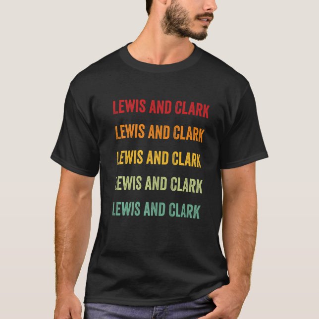 Lewis and Clark County Montana Rainbow Text T-Shirt (Front)