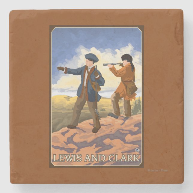 Lewis and Clark Exploring the West Stone Coaster (Front)