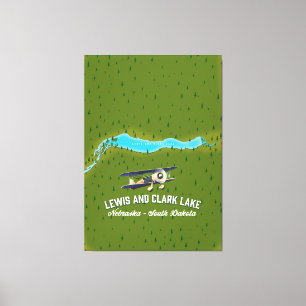 lewis and clark Lake map poster. Canvas Print