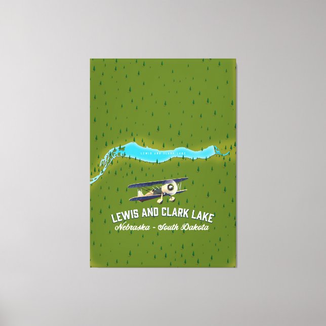 lewis and clark Lake map poster. Canvas Print (Front)