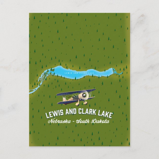 lewis and clark Lake map poster. Postcard (Front)