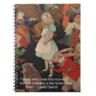 Lewis Carroll Illustration & Mind Change Quote Spiral Notebook