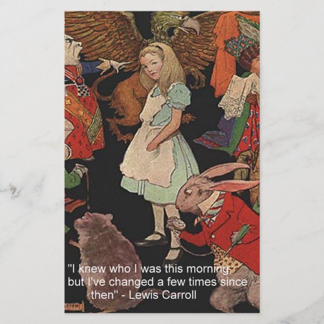 Lewis Carroll Illustration & Mind Change Quote Stationery (Front)