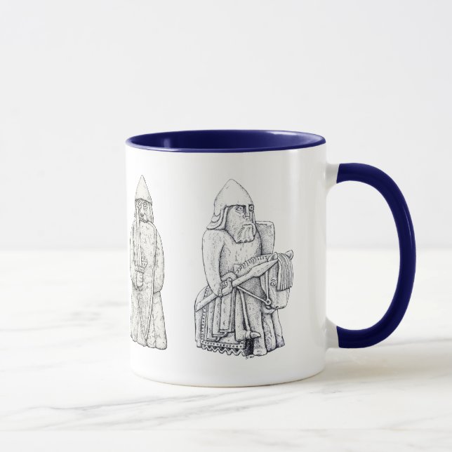 Lewis chessmen stipple art mug (Right)